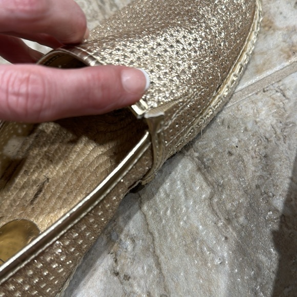 Michael Michael Kors Kendrick Espadrilles Slip On Gold Glitter Flats SZ 8 - Picture 12 of 16